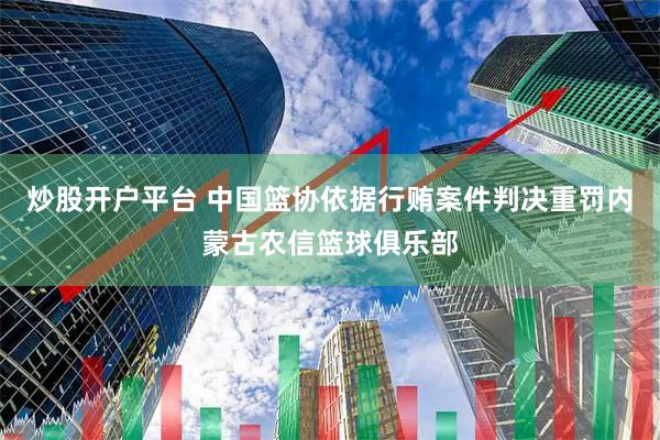 炒股开户平台 中国篮协依据行贿案件判决重罚内蒙古农信篮球俱乐部